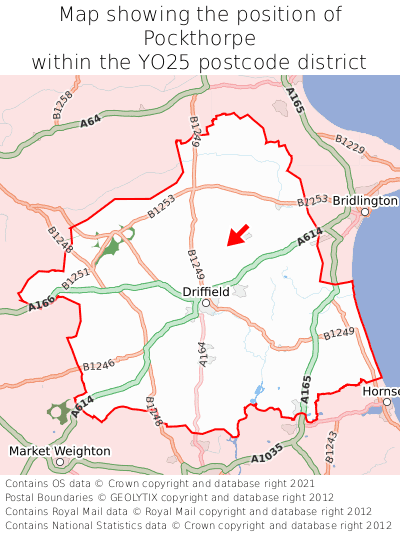 Map showing location of Pockthorpe within YO25