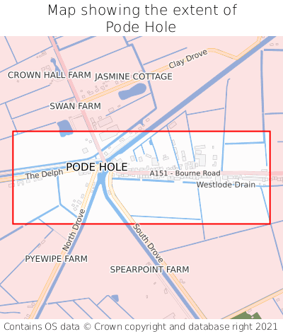 Map showing extent of Pode Hole as bounding box