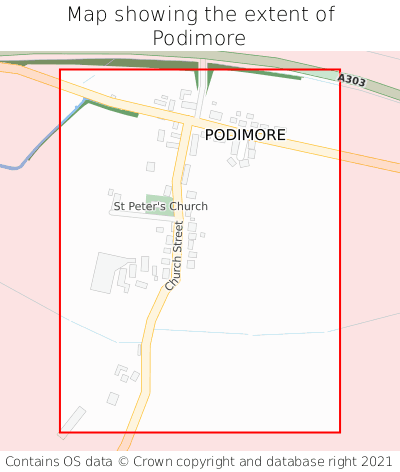 Map showing extent of Podimore as bounding box