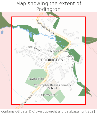 Map showing extent of Podington as bounding box