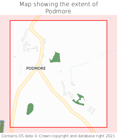 Map showing extent of Podmore as bounding box