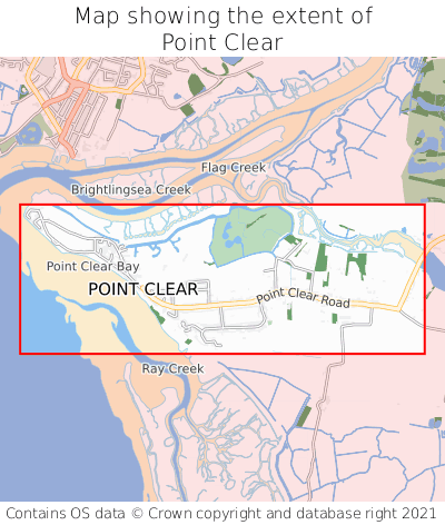 Map showing extent of Point Clear as bounding box