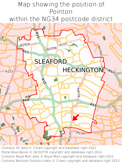 Map showing location of Pointon within NG34
