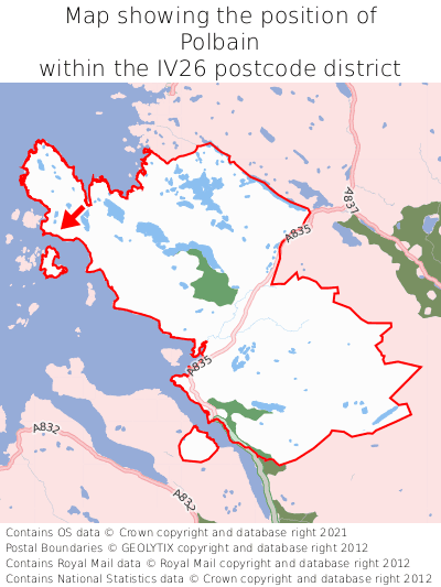 Map showing location of Polbain within IV26