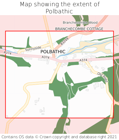 Map showing extent of Polbathic as bounding box
