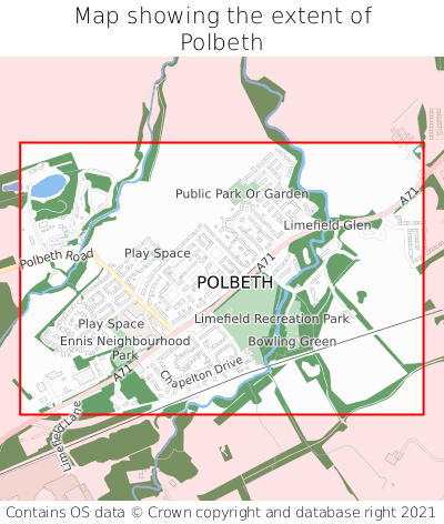 Map showing extent of Polbeth as bounding box