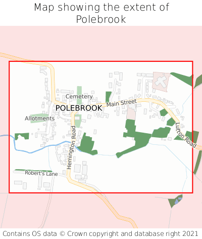 Map showing extent of Polebrook as bounding box