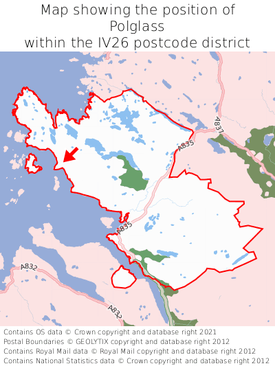 Map showing location of Polglass within IV26