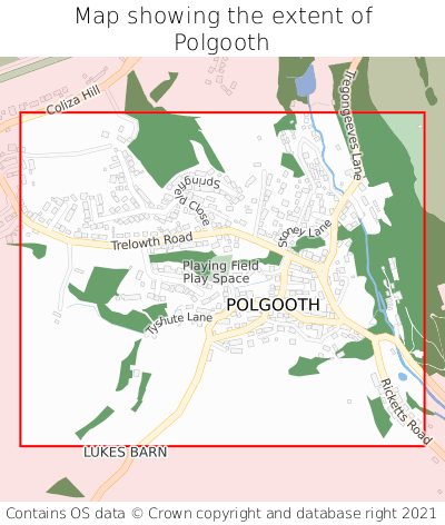 Map showing extent of Polgooth as bounding box