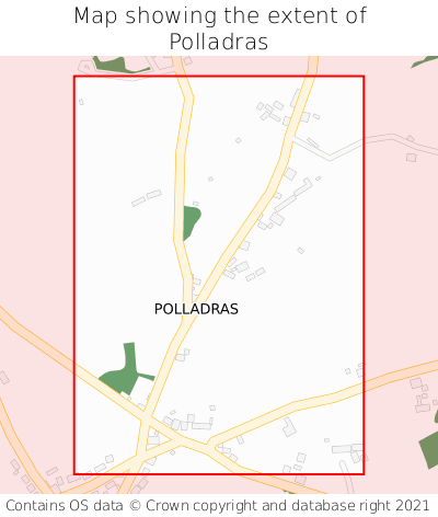 Map showing extent of Polladras as bounding box