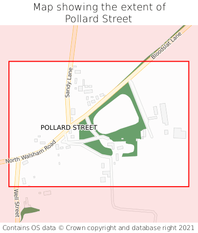 Map showing extent of Pollard Street as bounding box