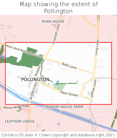 Map showing extent of Pollington as bounding box