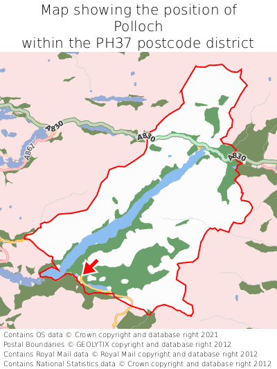 Map showing location of Polloch within PH37