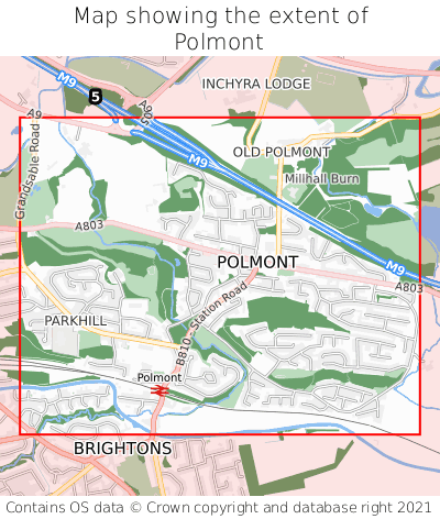 Map showing extent of Polmont as bounding box