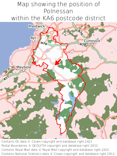 Map showing location of Polnessan within KA6