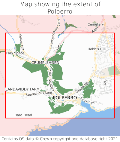 Map showing extent of Polperro as bounding box