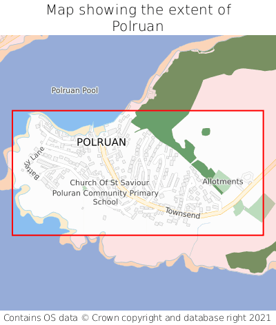 Map showing extent of Polruan as bounding box