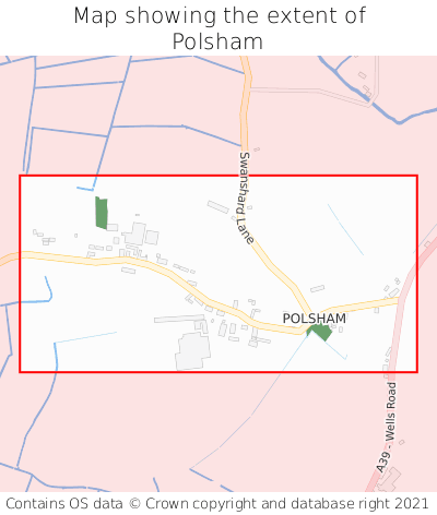 Map showing extent of Polsham as bounding box
