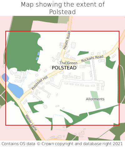 Map showing extent of Polstead as bounding box