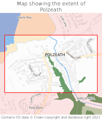 Map showing extent of Polzeath as bounding box
