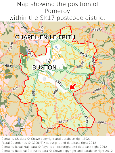 Map showing location of Pomeroy within SK17