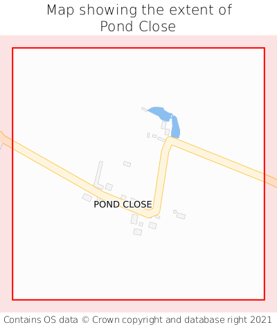Map showing extent of Pond Close as bounding box