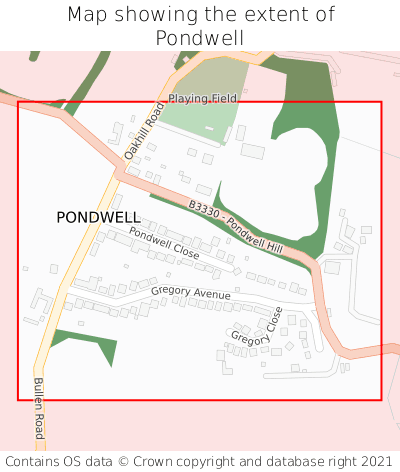 Map showing extent of Pondwell as bounding box