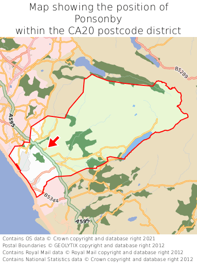 Map showing location of Ponsonby within CA20