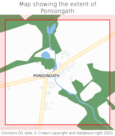 Map showing extent of Ponsongath as bounding box