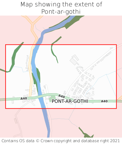 Map showing extent of Pont-ar-gothi as bounding box