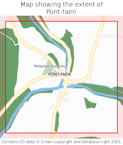 Map showing extent of Pont-faen as bounding box