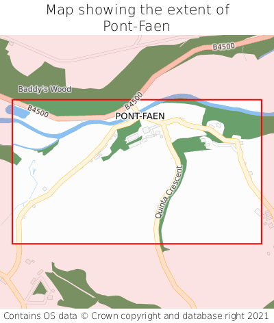 Map showing extent of Pont-Faen as bounding box