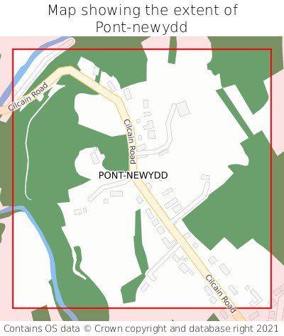 Map showing extent of Pont-newydd as bounding box