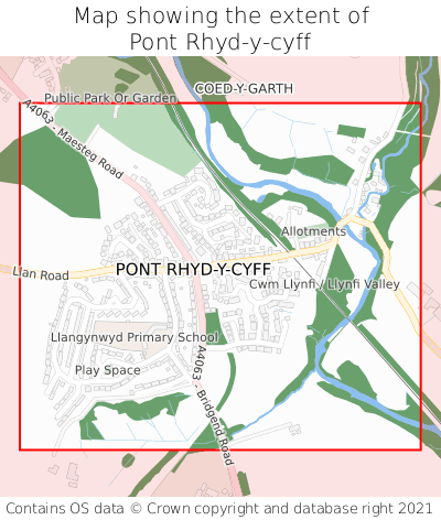 Map showing extent of Pont Rhyd-y-cyff as bounding box