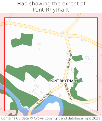 Map showing extent of Pont-Rhythallt as bounding box