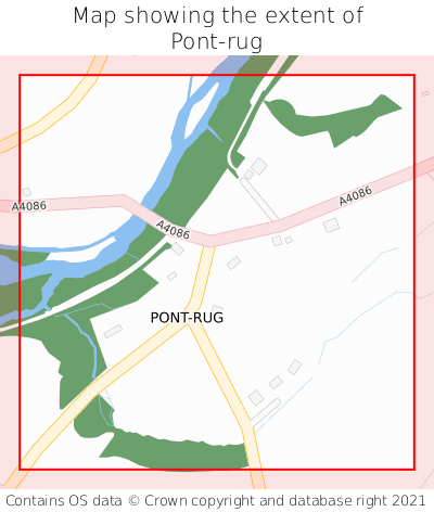 Map showing extent of Pont-rug as bounding box