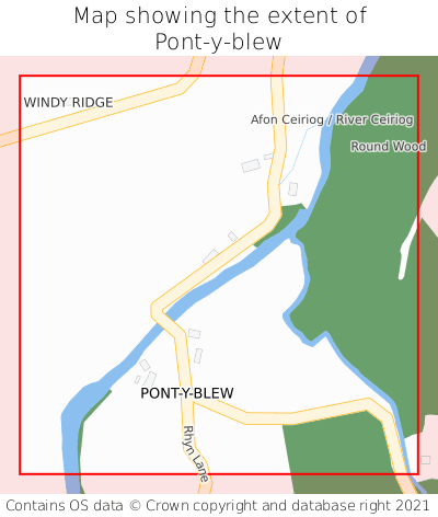 Map showing extent of Pont-y-blew as bounding box