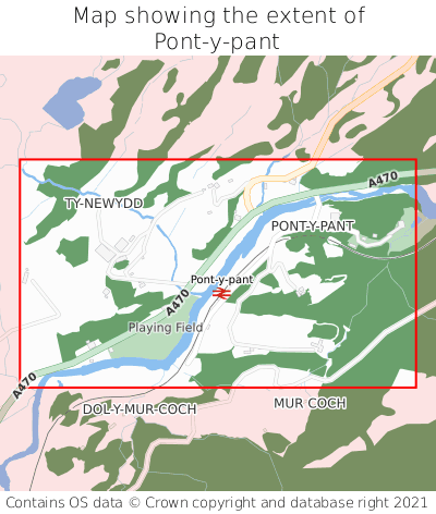 Map showing extent of Pont-y-pant as bounding box