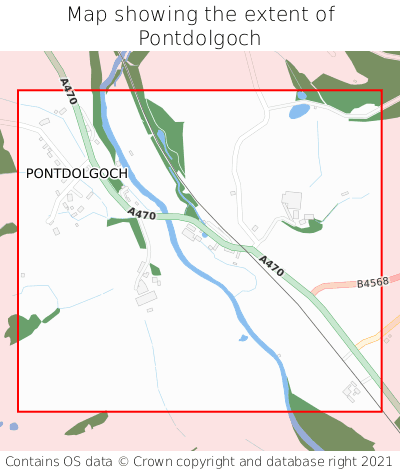 Map showing extent of Pontdolgoch as bounding box