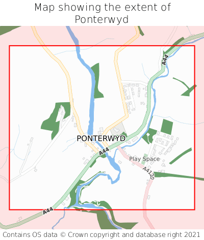 Map showing extent of Ponterwyd as bounding box