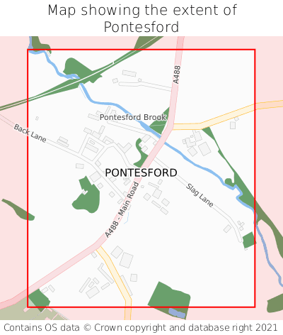 Map showing extent of Pontesford as bounding box
