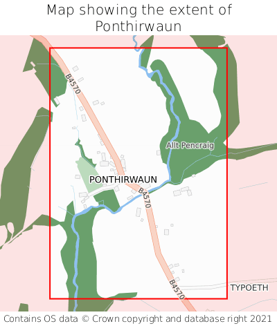 Map showing extent of Ponthirwaun as bounding box