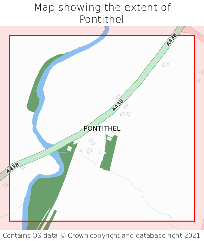 Map showing extent of Pontithel as bounding box