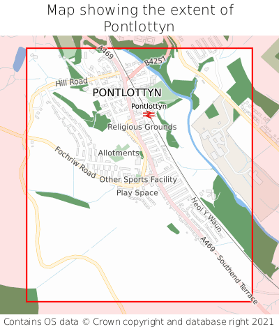 Map showing extent of Pontlottyn as bounding box