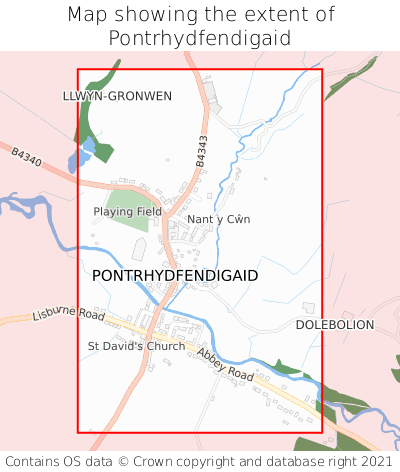 Map showing extent of Pontrhydfendigaid as bounding box