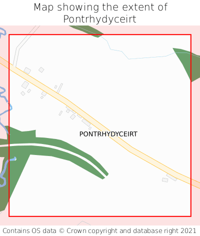 Map showing extent of Pontrhydyceirt as bounding box