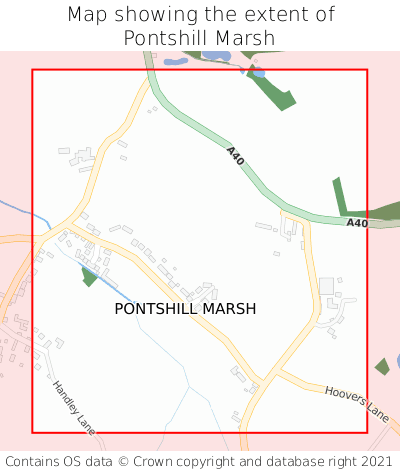 Map showing extent of Pontshill Marsh as bounding box