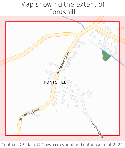 Map showing extent of Pontshill as bounding box