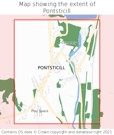Map showing extent of Pontsticill as bounding box