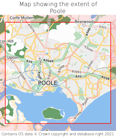 Map showing extent of Poole as bounding box